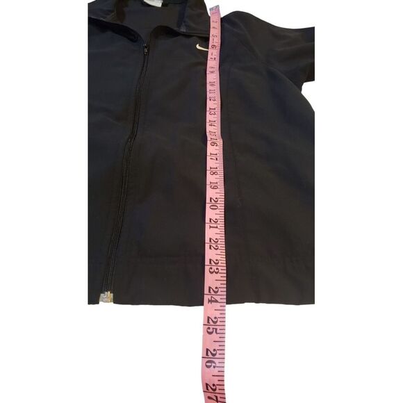 Vintage Nike Women's Black Windbreaker Running White Swoosh Full Zip Jacket Sz M - Picture 16 of 16